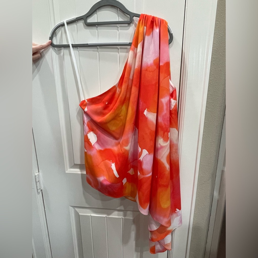 HALSTON Steffi One Shoulder Top Sz 14 A Little Loved ❤️ - Picture 4 of 5
